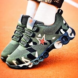 NEW Women's Camouflage Lace Up Mesh Upper Outdoor Sneakers Army Green 6.5